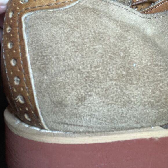 Quoddy Men’s 9 Tan Suede Saddle Shoes USA Made Handsewn Leather Sole Vintage - Picture 12 of 16